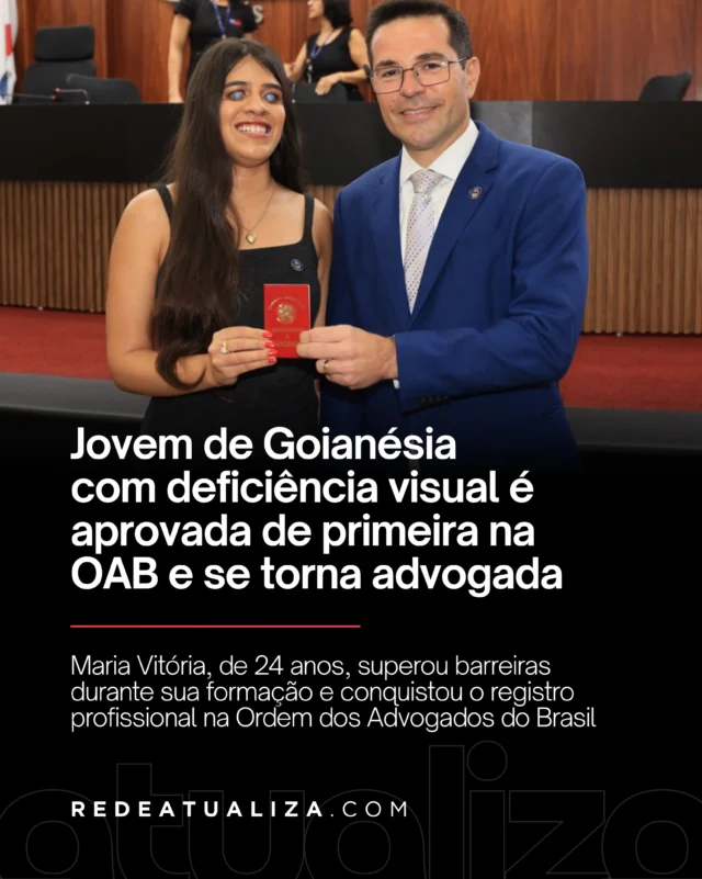 Jovem com deficiência visual de Goianésia é aprovada na OAB na primeira tentativa
