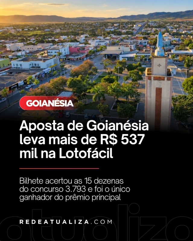 Aposta de Goianésia acerta a Lotofácil e ganha mais de R$ 537 mil