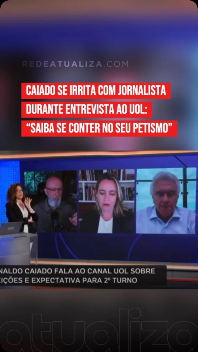 Caiado se irrita com jornalista durante entrevista ao UOL