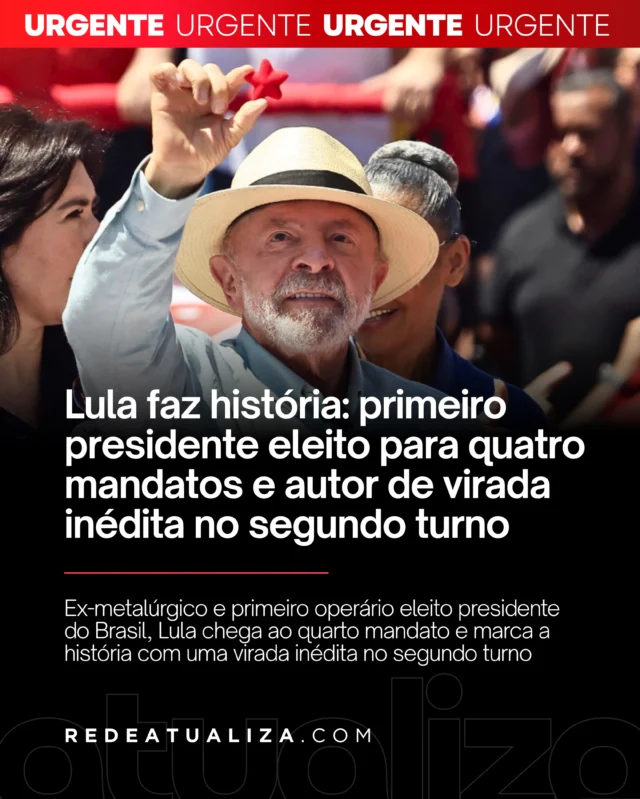 Luiz Inácio Lula da Silva (PT) fez história neste domingo (25) ao conquistar seu quarto mandato como presidente da