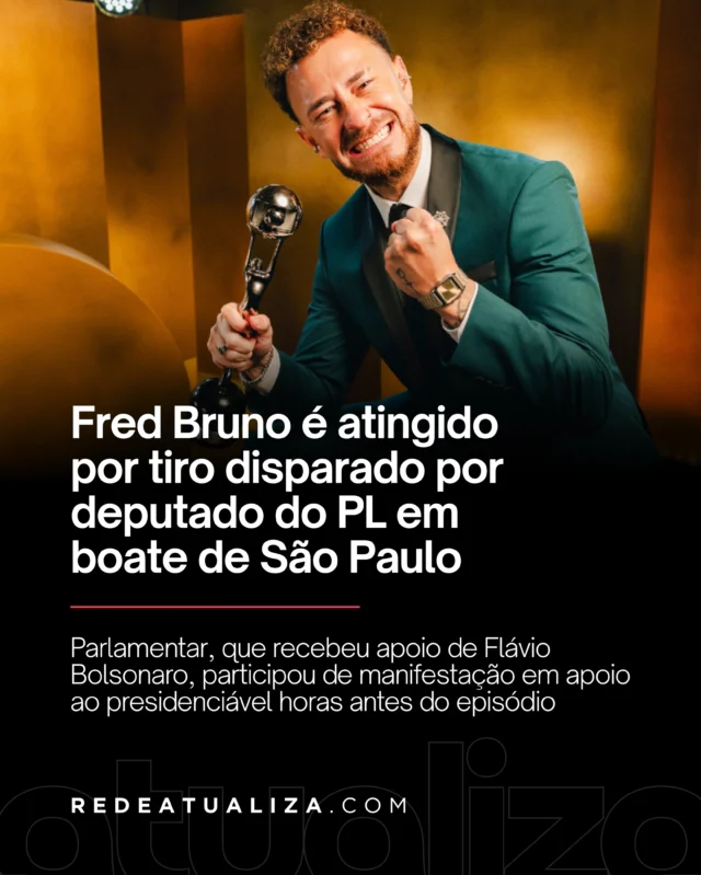 O apresentador da Globo e ex-BBB Fred Bruno foi atingido de raspão no pé por um disparo de arma de fogo durante uma