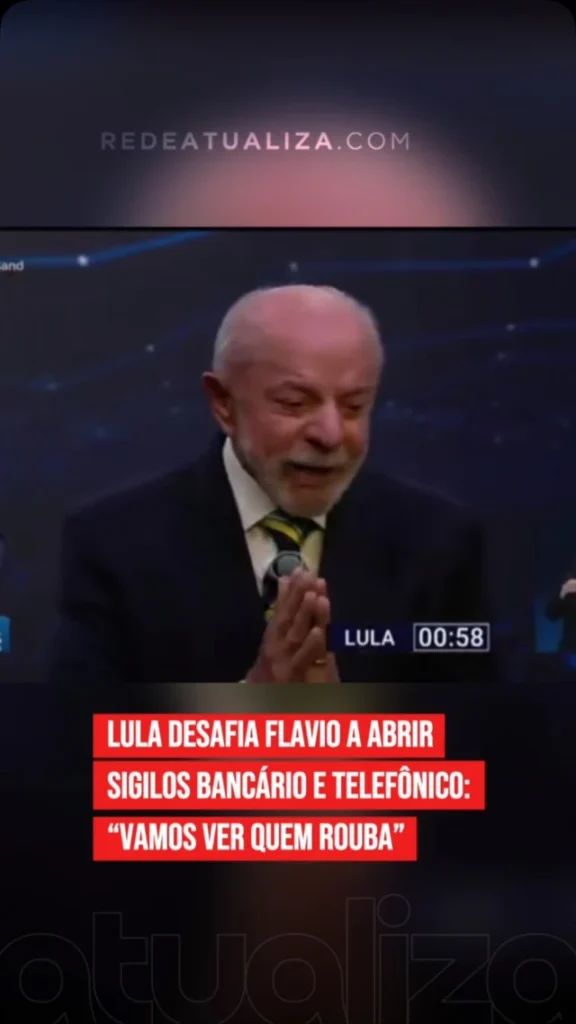O presidente Luiz Inácio Lula da Silva desafiou Flávio Bolsonaro a abrir seus sigilos bancário e telefônico durante o