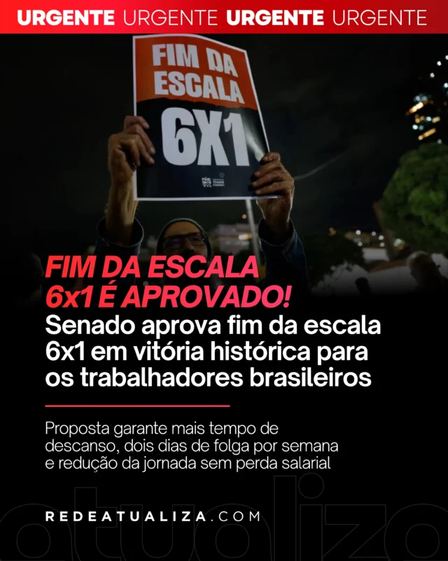 O Senado Federal aprovou, nesta quarta-feira, 14, a PEC que prevê o fim da escala 6×1